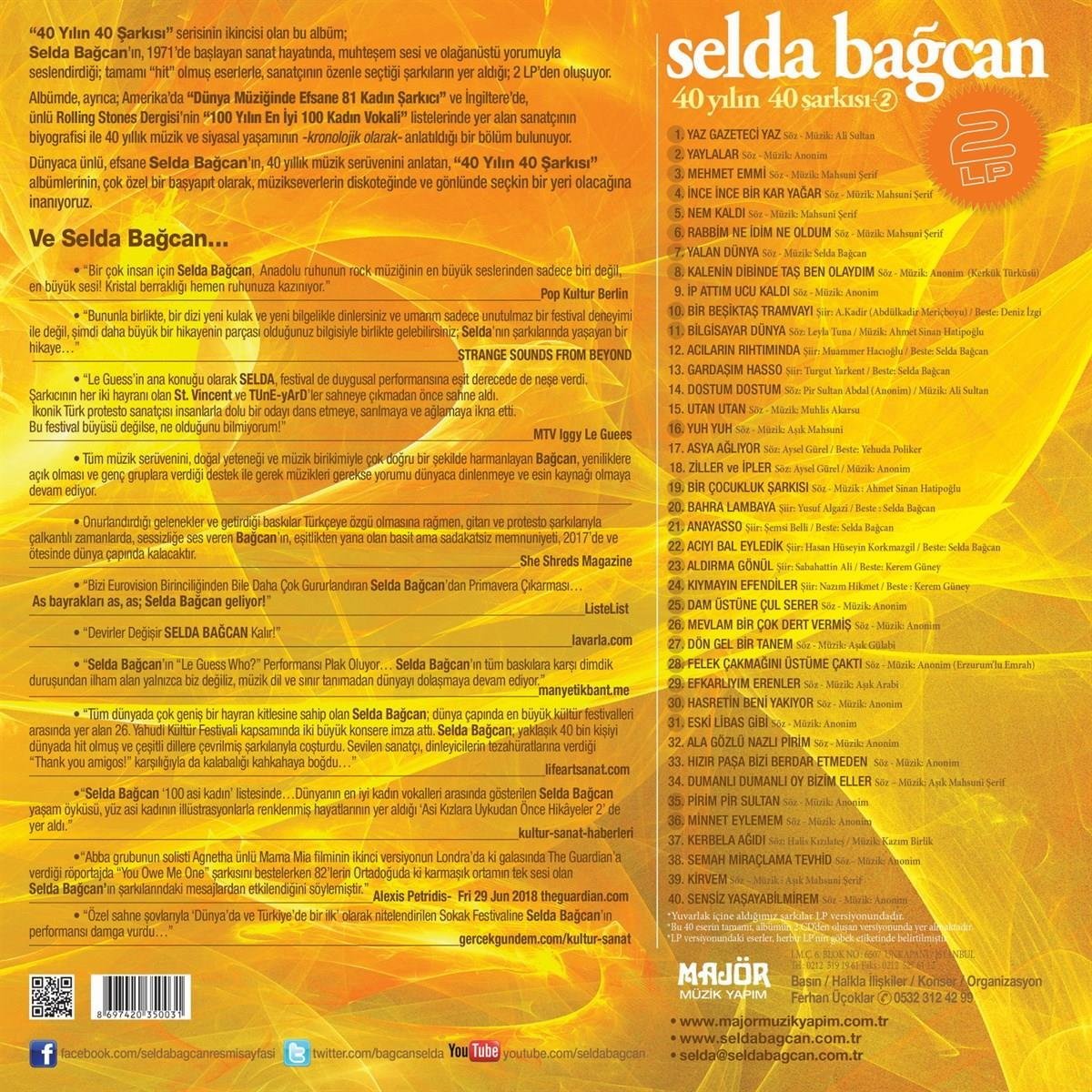 Selda Bağcan - 40 Yılın 40 Şarkısı - 2 (2 LPs, Schallplatte, Vinyl, Plak)